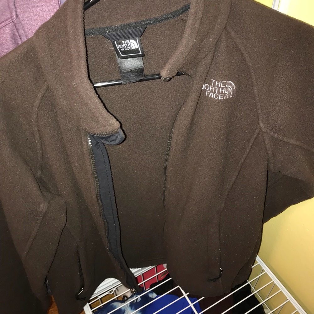 brown north face jacket